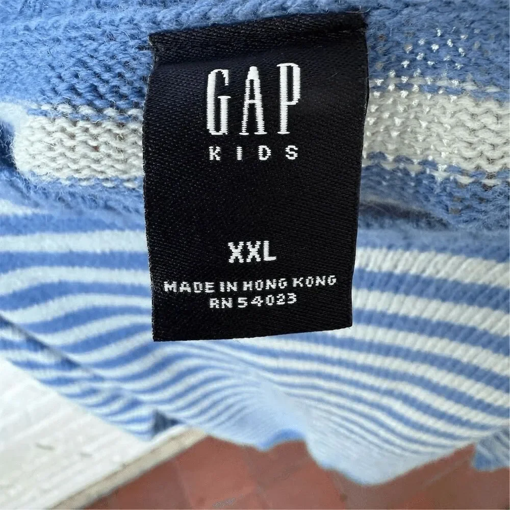 GAP Kids Blue Striped Crewneck Sweater XXL Unisex Long Sleeve Wool Blend
